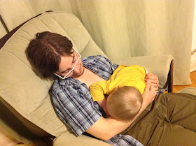 Nursing Jacob to sleep in the rocking chair.