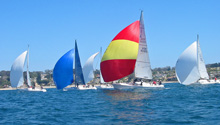 J/105 one-design offshore sailboat- sailing off Chile in Pacific