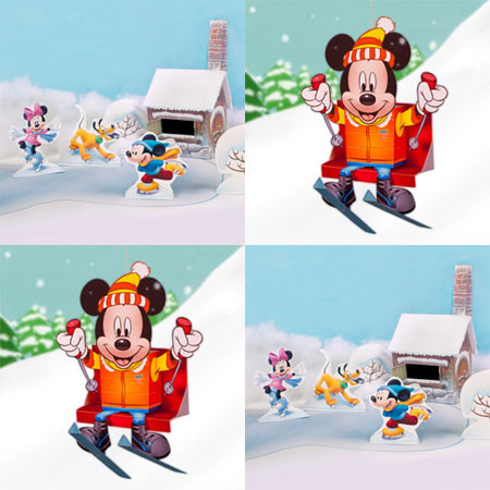2011 Disney Christmas Mickey Mouse Ice Skating Papercraft
