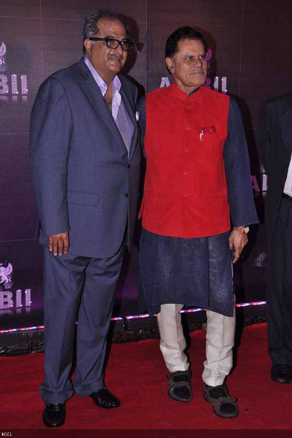 Boney Kapoor with T. Subbarami Reddy during Bollywood actress Sridevi's birthday party, held in Mumbai, on August 17, 2013. (Pic: Viral Bhayani)