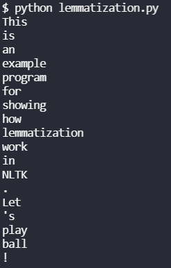 text lemmatization with NLTK results