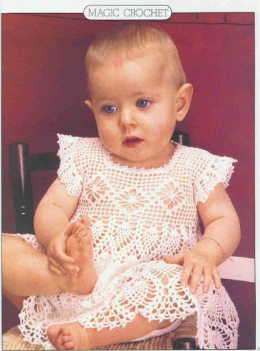 فستان طفلة سنتين بوحدات الأناناس الراااااائعة كروشية بالباترون 46