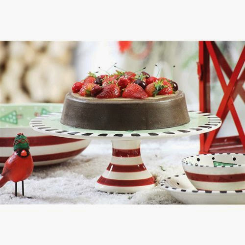 13 Inch Round x 4.5 Inch H Dolomite HandPainted Cake Pedestal