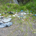 Pile of rubbish on the walk to the spit in Belmont Lagoon (390323)