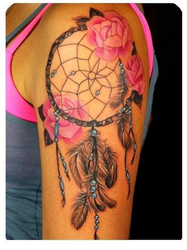 Roses with Dreamcatcher Tattoos for Girls