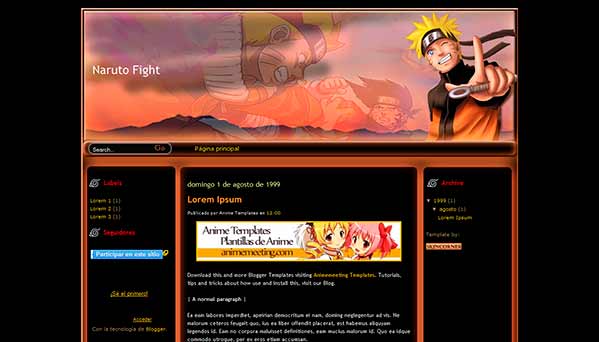 anime blogger template Naruto Fight