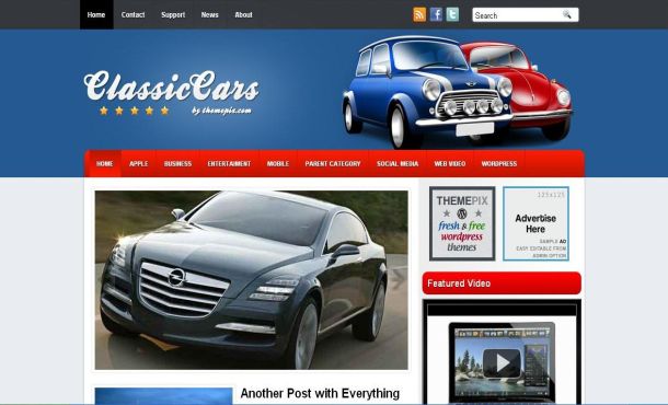 Classic Cars Blue Free WordPress Theme Template Classic Cars Blue Free WordPress Theme Template