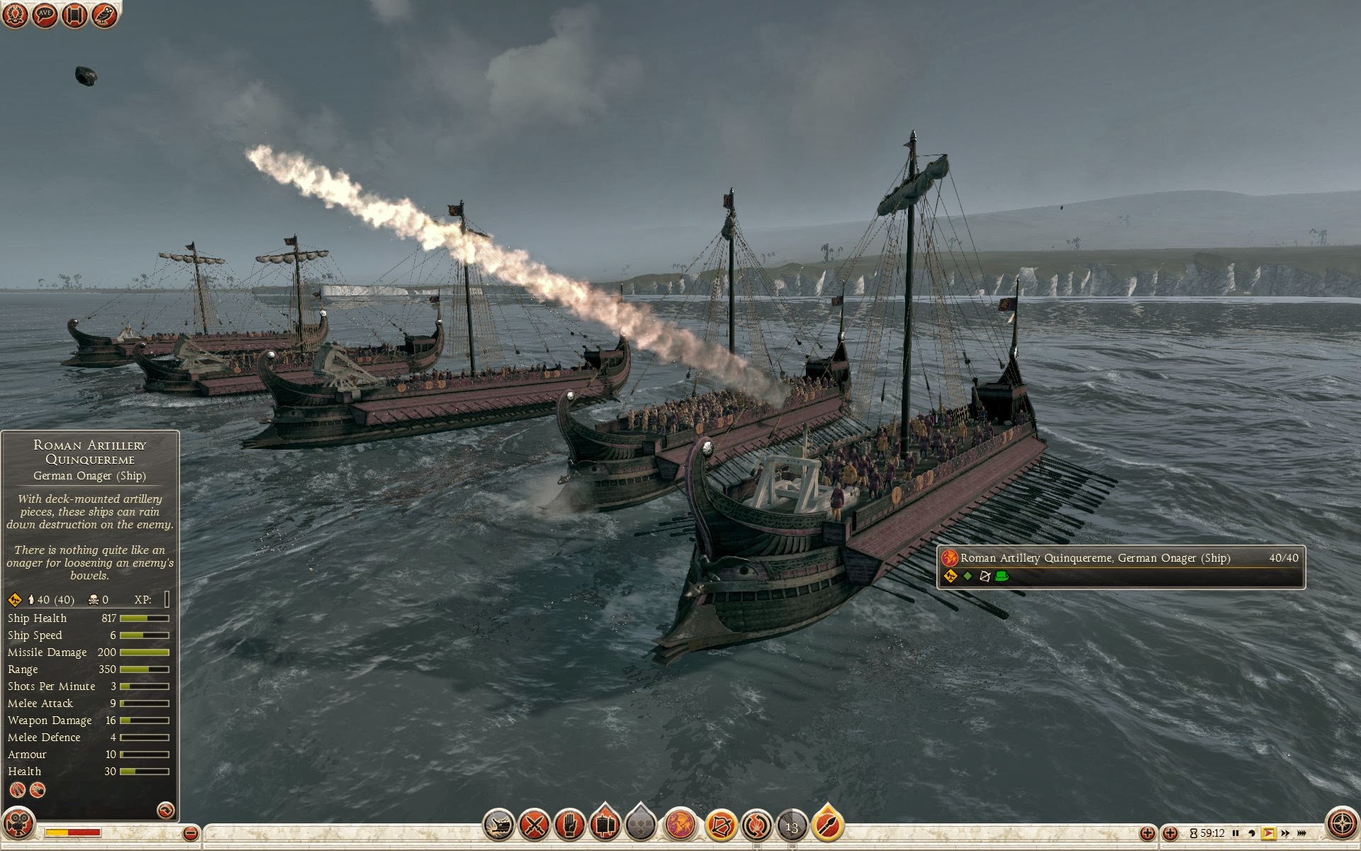 Quinquerreme romano de artillería - Onagro germánico (barco)
