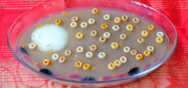 chocolate milk agar pudding with Cheerios by ServicefromHeart