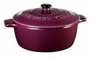  Gourmet Du Village Brie  &  Camembert Cheese Baker with Handles, Cabernet Purple