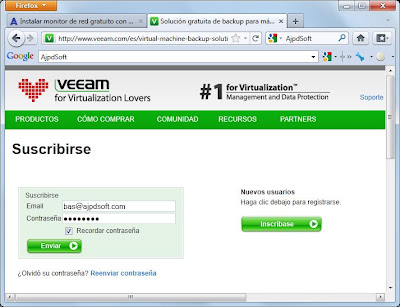 Descarga e instalación de Veeam Backup Free Edition for VMware and Hyper-V