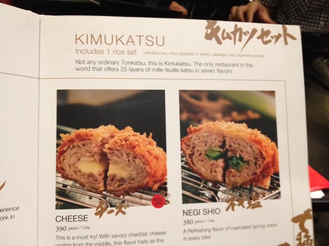 Kimukatsu menu, Shangri-la Plaza Mall