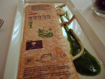 Moto, an edible menu printed on edible, inkjet paper with inks of fruit and vegetables