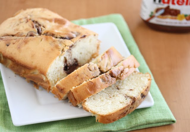 photo of a loaf of Nutella Swirl Butter Cake