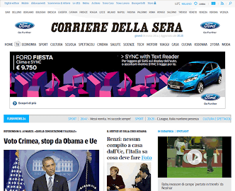 Home Page del Corriere.it del 19/03/2009