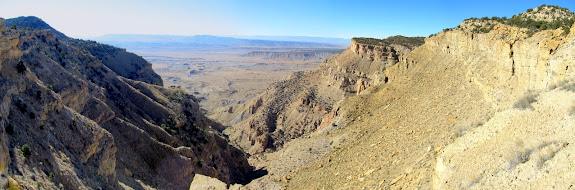 Panorama from above the break in the cliffs