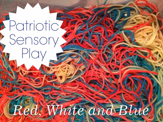 This patriotic sensory play is edible, making it the perfect way for kids of all ages to celebrate holidays. Red, white and blue play is perfect for this. 
