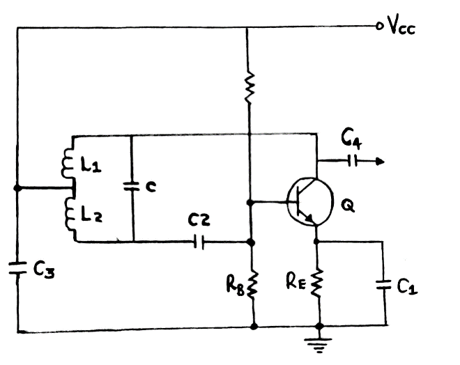 Circuit diagram of a series-fed Hartley oscillator 