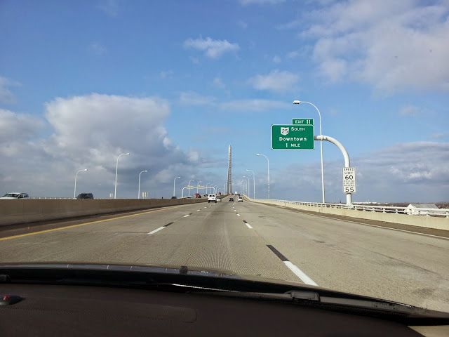 Traffic lines on the Toledo, Ohio bridge