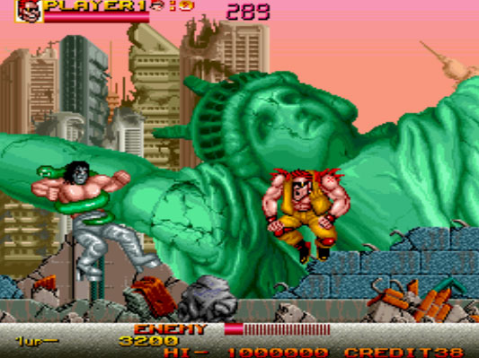O primeiro chefe de Crude Buster O primeiro chefe de Crude Buster