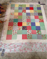 Place the quilt top in the centre of the batting Place the quilt top in the centre of the batting