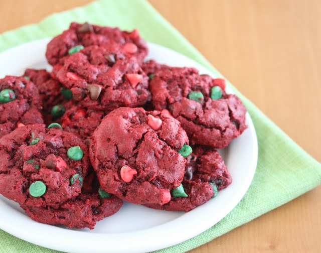 photo of a plate of red velvet cookies