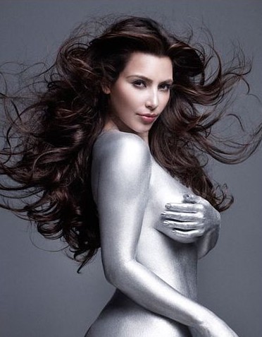 kim kardashian silver paint magazine shoot. Kim Kardashian Magazine Cover|