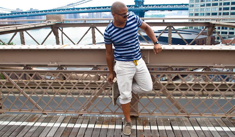Khaki Linen KCs Sunglasses on Bridge