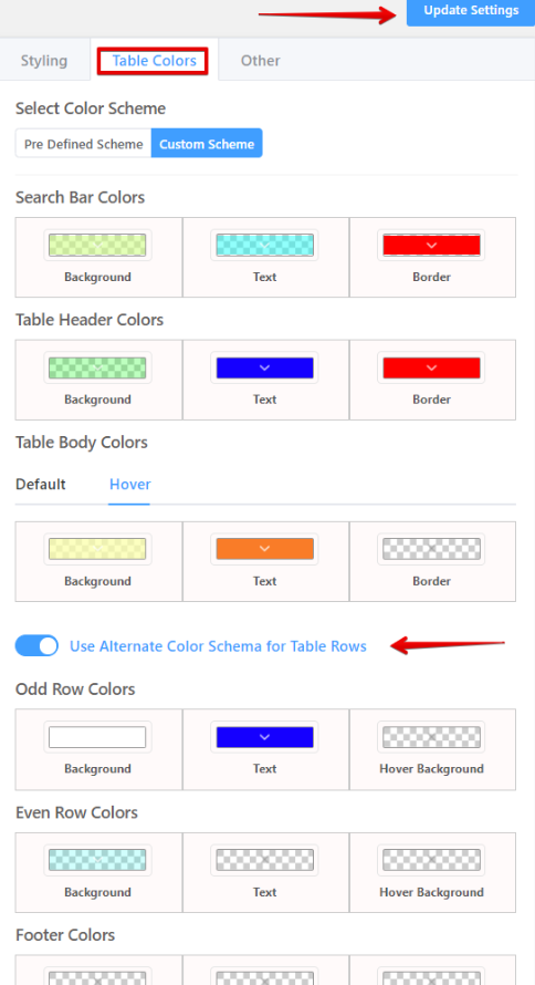 Customizing WordPress table color