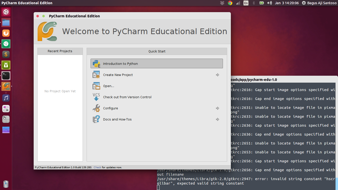 PyCharm Educational Edition di Ubuntu