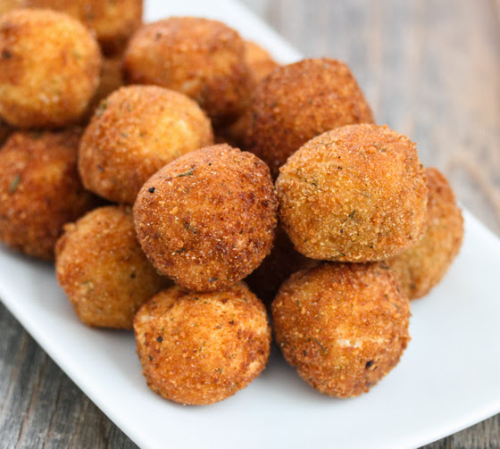 close-up of Fried Mashed Potato Balls on a plate