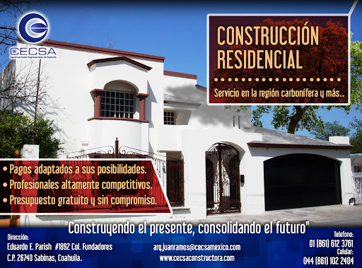 CECSA - Arquitectos, Eduardo Eparish 1892, Col Fundadores, 26740 Sabinas, Coah., México, Empresa constructora | COAH