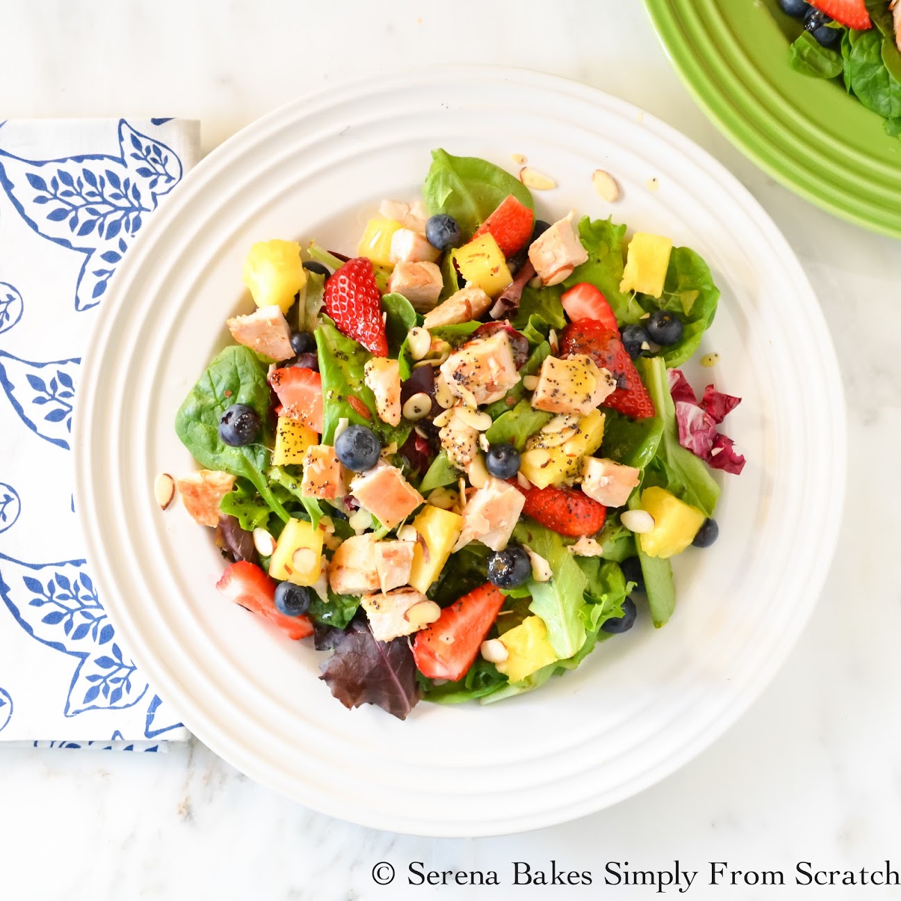 Chicken Strawberry Blueberry Pineapple Salad with Poppy Seed Dressing