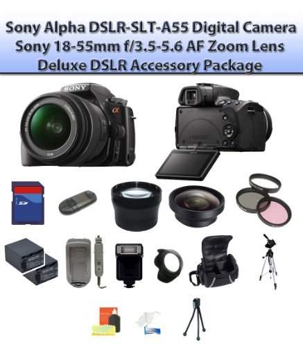 Sony Alpha DSLR-SLT-A55 A55 Digital Camera W/18-55mm Lens + Deluxe 32GB DSLR Accessory Package