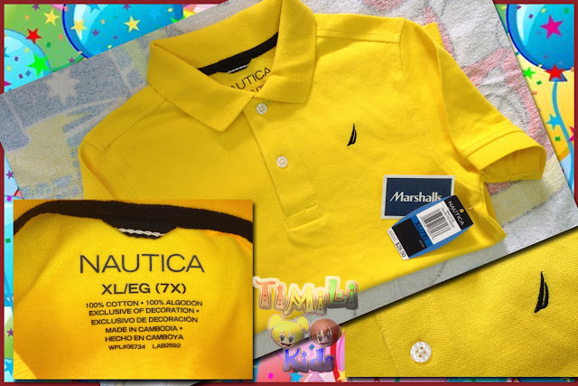Áo thun bé trai cổ trụ hiệu Nautica, hàng xuất xịn, made in Campodia, màu vàng.