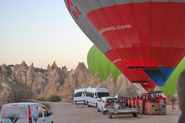 arriving at the hot air balloon launch spot