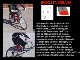 Bici robada en la calle Doctor Castelo (Retiro) - pincha para ampliar