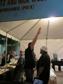 Feast Portland 2013 Day 1 Recap There's Dancing at the Bunk Sandwiches booth going on... at Widmer Sandwich Invitational at Feast PDX 2013