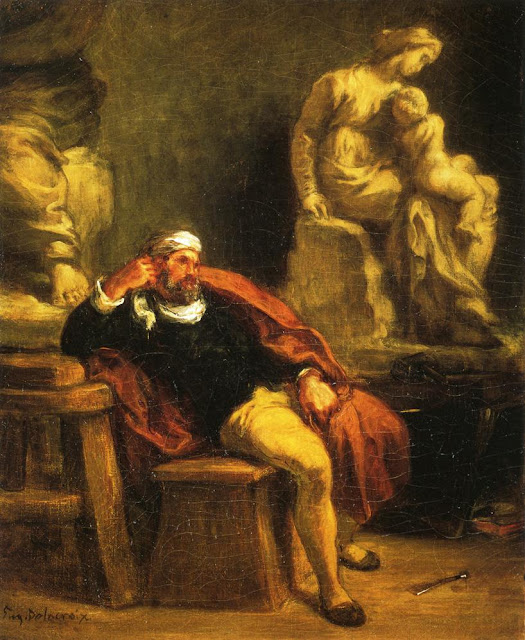 Eugène Delacroix - Michelangelo in His Studio