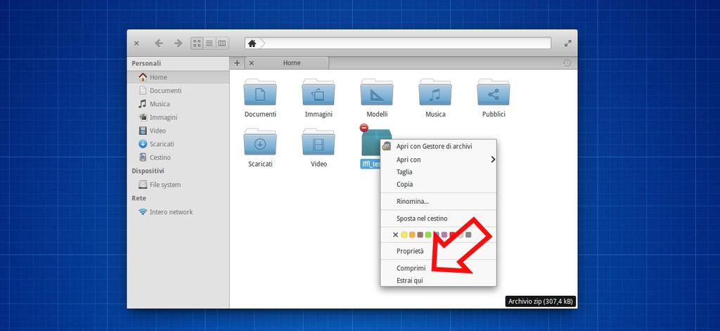 elementary OS 0.3 - Comprimi ed Estrai Qui in Pantheon Files 
