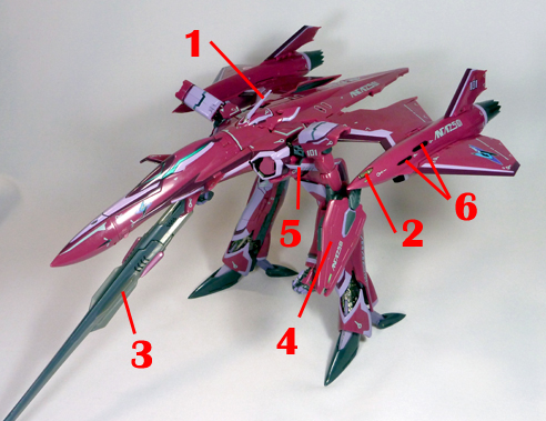 Macross Frontier VF-27 Lucifer Armament weapon position