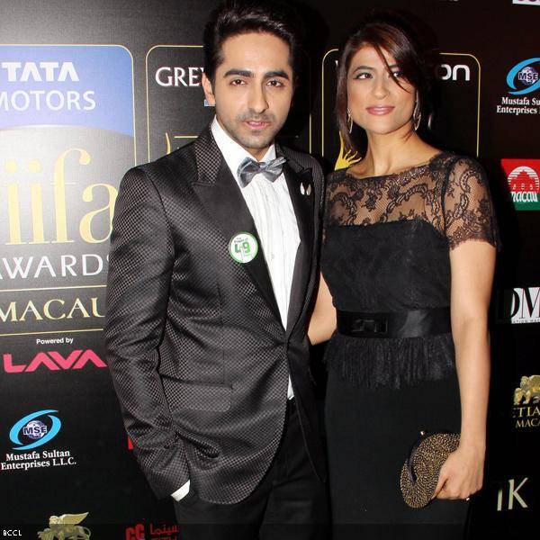 Ayushmann Khurrana poses with wife Tahira Kashyap during the14th International Indian Film Academy (IIFA) 2013 Rocks event, held at The Venetian hotel in Macau, on July 5, 2013. (Pic: Viral Bhayani)