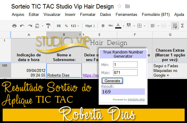 Resultado Sorteio Studio Vip Hair Design