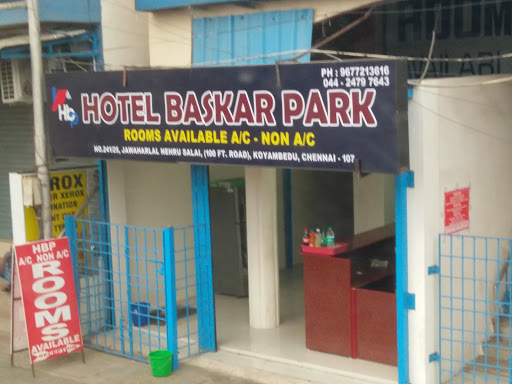 Hotel Baskar Park, No:241/25, 100 Feet Road, Opposite Andal Azhagar Kalyana Mandapam, Jawaharlal Nehru Salai, Koyambedu, Chennai, Tamil Nadu 600107, India, Lodge, state TN