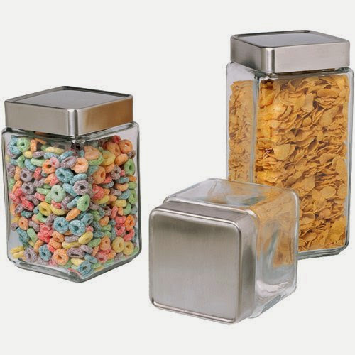  Anchor Hocking Stackable Square Glass Storage Jar with Aluminum Lid