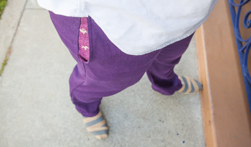 Plum Linen Karate Casual Pocket Detail