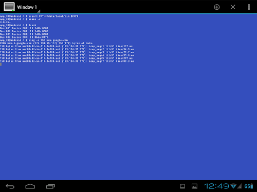 Android Terminal Emulator - ping