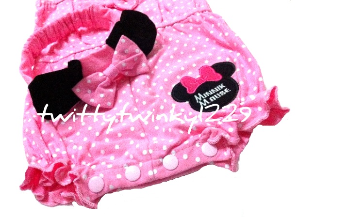 Baby Girl Minnie Mouse Polka Dots All in One Jumpsuit 2 Pcs Set Headband NB 24M