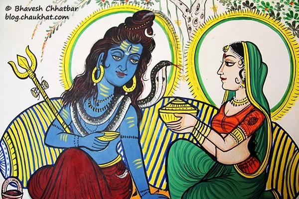 Wall painting of Shiv and Parvati