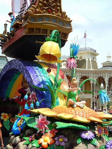 New Disney World Parade: Festival of Fantasy. Tinker Bell pouts in the back. 